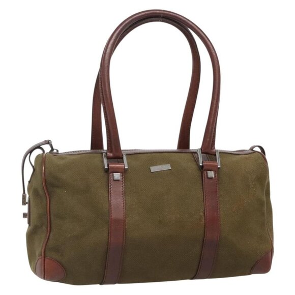 GUCCI Hand Bag Canvas Leather Khaki Brown 30458 Auth 135059 - Picture 1 of 16